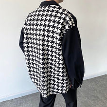 Load image into Gallery viewer, Houndstooth Panel Frayed Lapel Jacket
