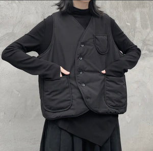 Japanese Dark Simple Short Vest