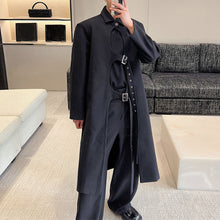 Load image into Gallery viewer, Dark Metal Buckle Lace-Up Mid-Length Coat
