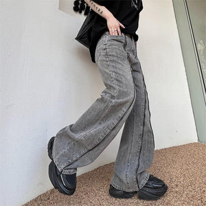 High Waist Zipper Trim Flared Jeans