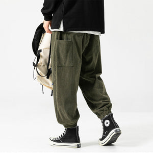 Elastic Waist Corduroy Casual Pants