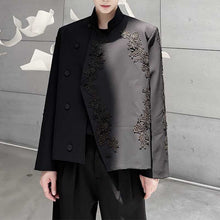 Load image into Gallery viewer, Embroidered Stand Collar Bias Placket Jacket
