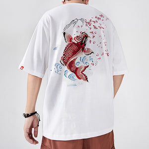 Fish Embroidery Loose Short Sleeve T-Shirt