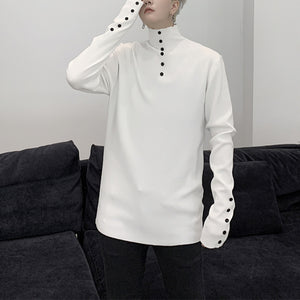 Button Turtleneck Bottoming Sweater