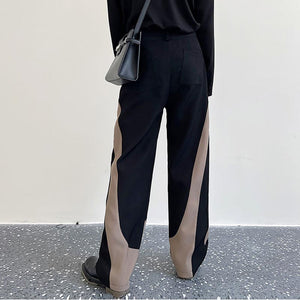 Contrast Color Stitching Straight-leg Pants