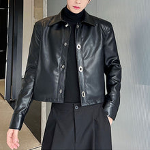 Load image into Gallery viewer, Button Cropped PU Leather Jacket
