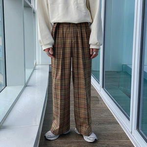 Autumn Plaid Straight Loose Casual Pants