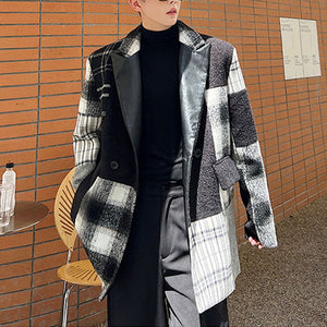 Black and White Paneled Plaid Blazer