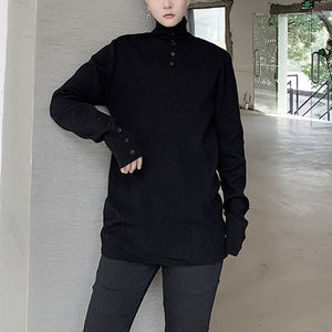 Button Turtleneck Bottoming Sweater