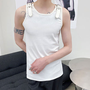 Leather Shoulder Loops Knit Vest