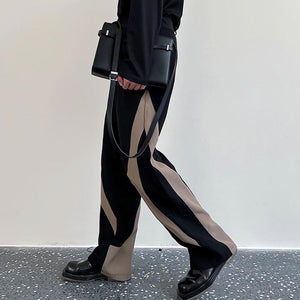 Contrast Color Stitching Straight-leg Pants