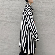 Load image into Gallery viewer, Draped Striped Loose Mid Shirt
