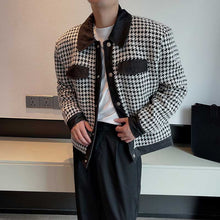 Load image into Gallery viewer, Houndstooth Patchwork Lapel Jacket
