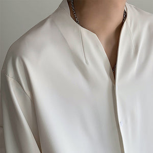 Draped V-Neck Long Sleeve Casual Shirt