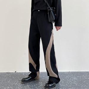 Contrast Color Stitching Straight-leg Pants