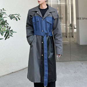 Fabric Patchwork Mid-length Trench Coat