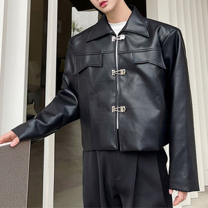 Metal Design PU Leather Jacket