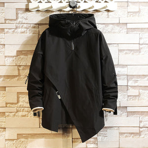 Hooded Irregular Hem Jacket