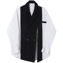 Load image into Gallery viewer, Contrast Slit Cutout Blazer Neck Shirt
