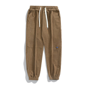 Elastic Waist Corduroy Casual Pants