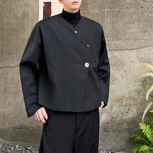 Load image into Gallery viewer, Irregular Placket Collarless Three Button Cropped Jacket
