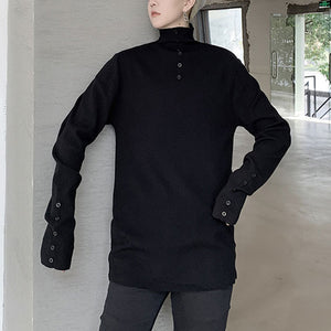 Button Turtleneck Bottoming Sweater