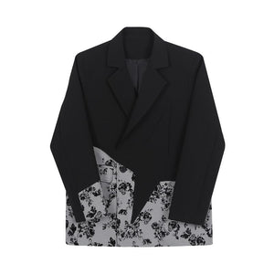 Irregular Printing Stitching Blazer