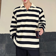 Load image into Gallery viewer, Fall Contrast Stripe Detachable POLO Lapel T-Shirt
