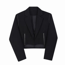 Load image into Gallery viewer, Front Zipper Slit Cropped Blazer
