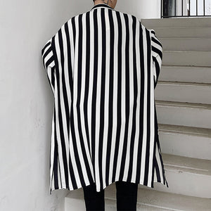 Draped Striped Loose Mid Shirt