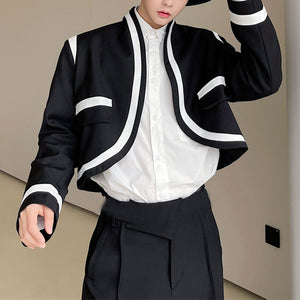 Black And White Contrast Cropped Jacket