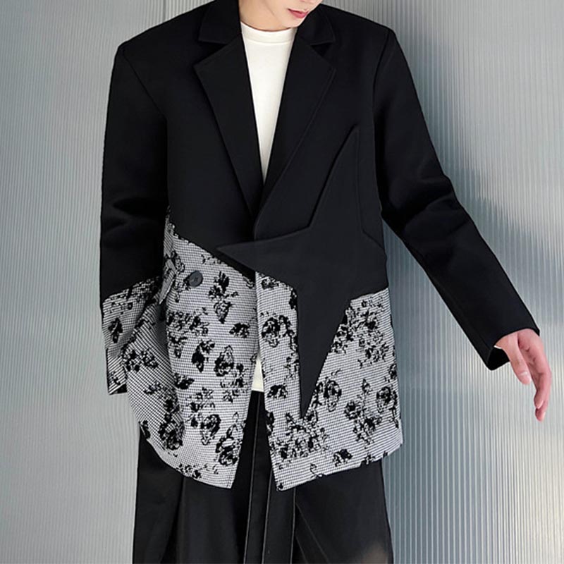 Irregular Printing Stitching Blazer