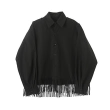 Load image into Gallery viewer, Black Fringed Cropped Lapel Jacket
