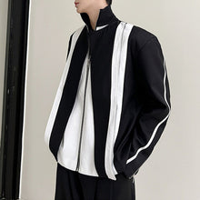 Load image into Gallery viewer, Black and White Contrasting Collar Short Jacket
