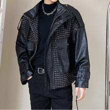 Load image into Gallery viewer, Check Panel Leather Jacket
