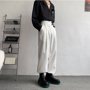 Button Loose Drape All Match Pants