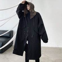 Load image into Gallery viewer, Canvas Hooded Mid-length Trench Coat
