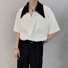 Load image into Gallery viewer, Contrast Large Collar Short Sleeve Shirt
