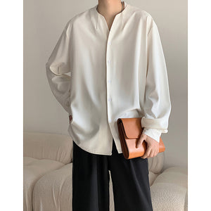 Draped V-Neck Long Sleeve Casual Shirt