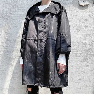 Dark Big Hat Mid-Length Cape Coat