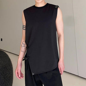 Belt Buckle Solid Color Sleeveless T-Shirt