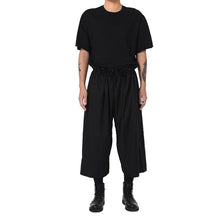 Load image into Gallery viewer, Black Elastic Waist Wide-leg Pants
