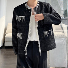 Load image into Gallery viewer, Fringed Shoulder Pads Collarless Jacket
