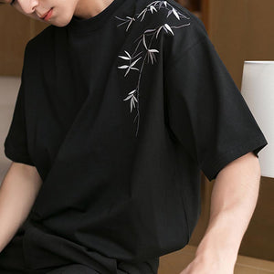 Bamboo Embroidered Short Sleeve T-Shirt