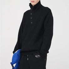 Load image into Gallery viewer, Button Turtleneck Knit Sweater
