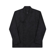 Load image into Gallery viewer, Dark Vintage Jacquard Buckle Lapel Blazer
