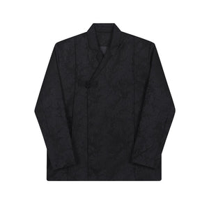 Dark Vintage Jacquard Buckle Lapel Blazer