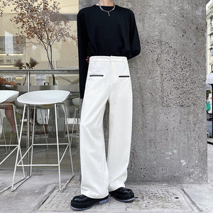 Black and White Contrast Loose Pants