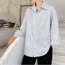 Load image into Gallery viewer, Button Loose Lapel Silver Shirt
