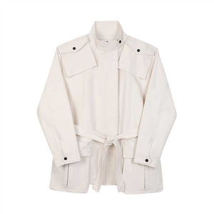 Large Pocket Lapel Belt Trench Jacket